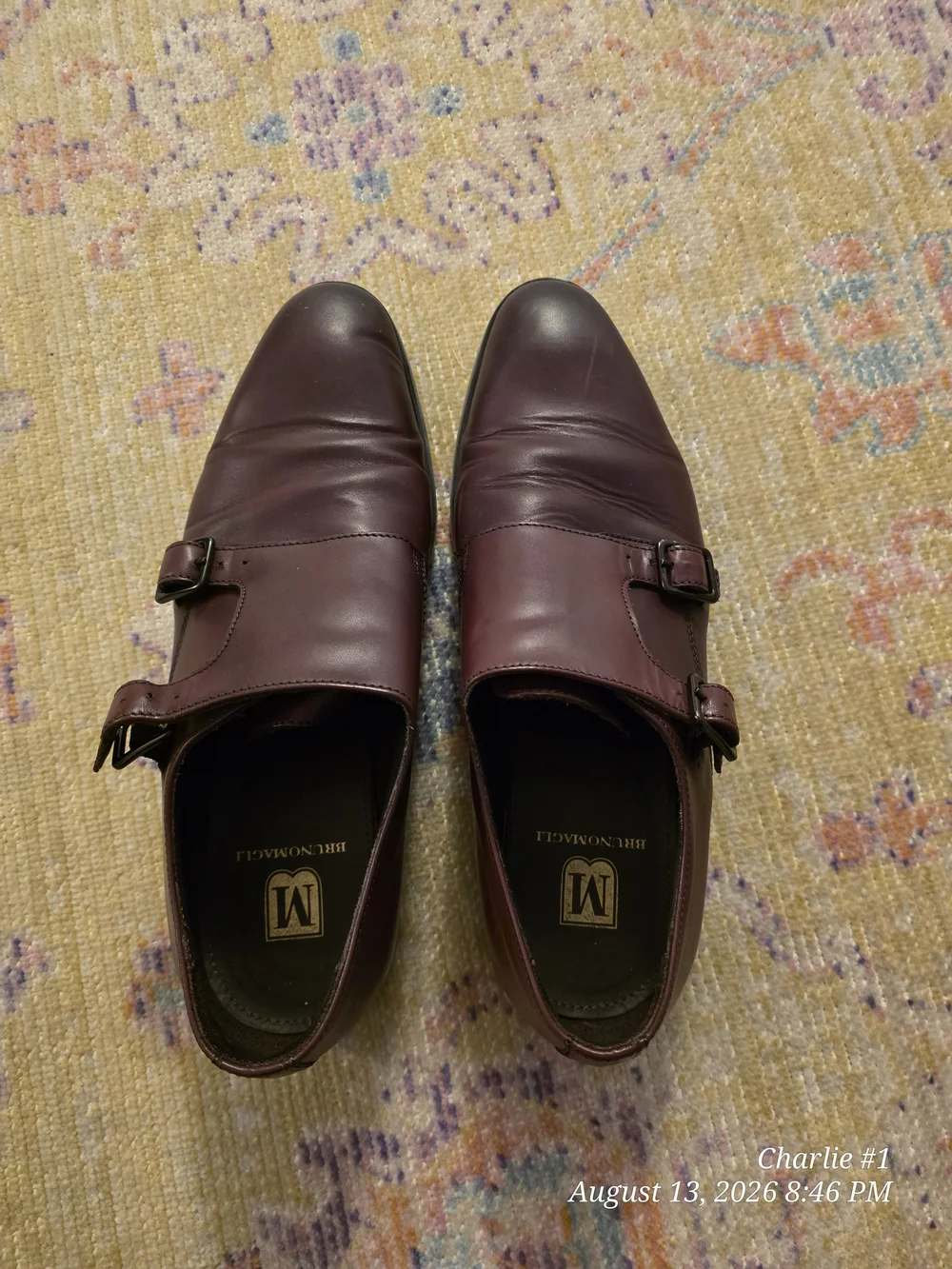 Bruno Magli oxblood leather double-monk strap Shoes